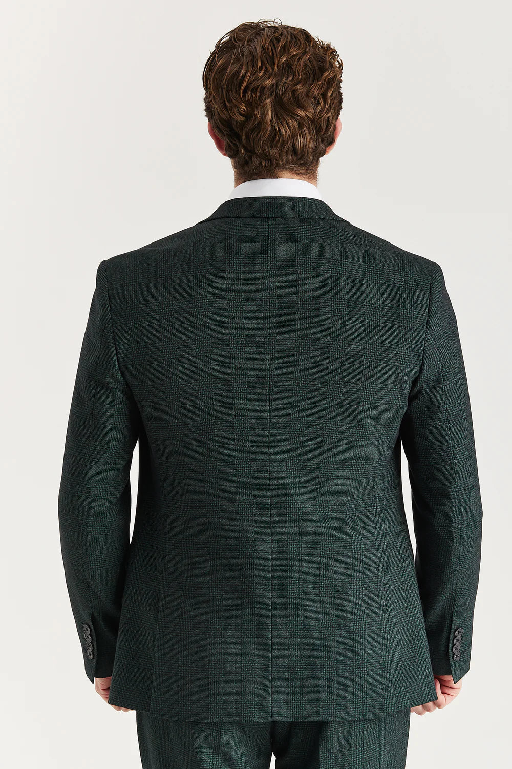 Men’s 3-Piece Glen Check Formal Suit - Regent - Olive Green Back Picture