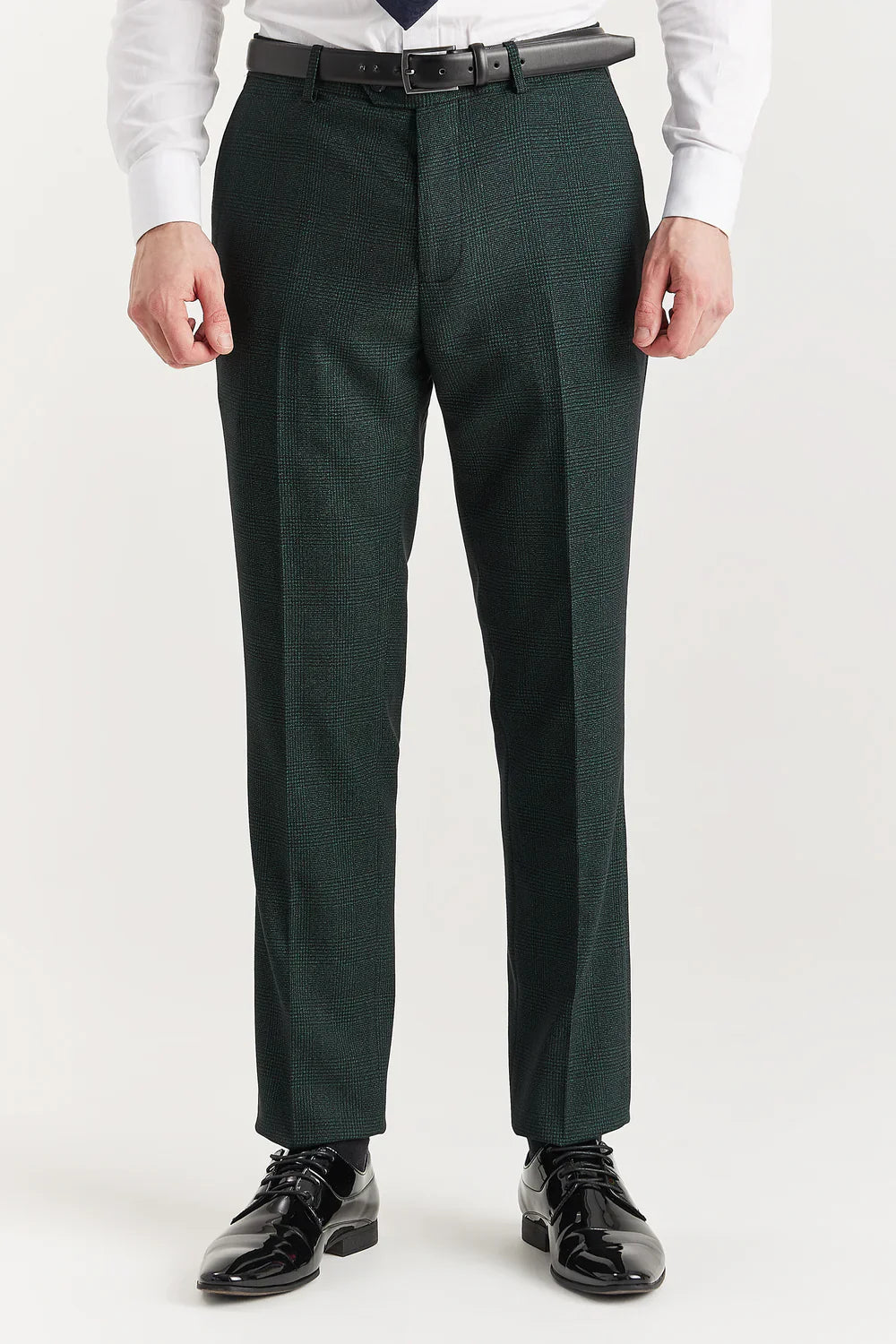 Men’s 3-Piece Glen Check Formal Suit - Regent - Olive Green Trousers Picture