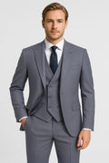 Men’s 3-Piece Textured Suit with Double-Breasted Waistcoat - CORE - Grey Modle Picture