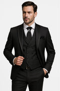 Men’s 5-Piece Black Tuxedo Wedding Suit Set Model Picture