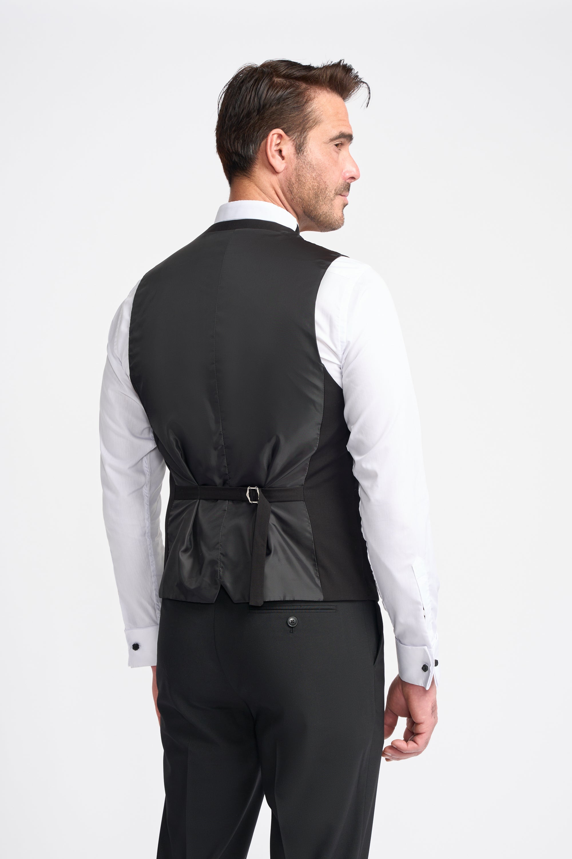 Mens Black Scoop Double Breasted Waistcoat MALIBU