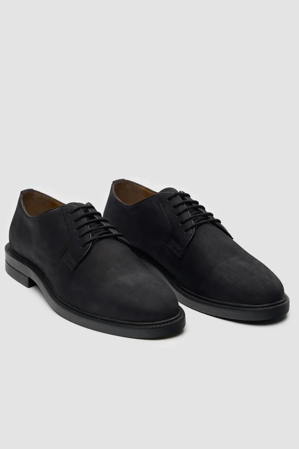 Men's black suede leather lace-up derby shoes, PEDRO.