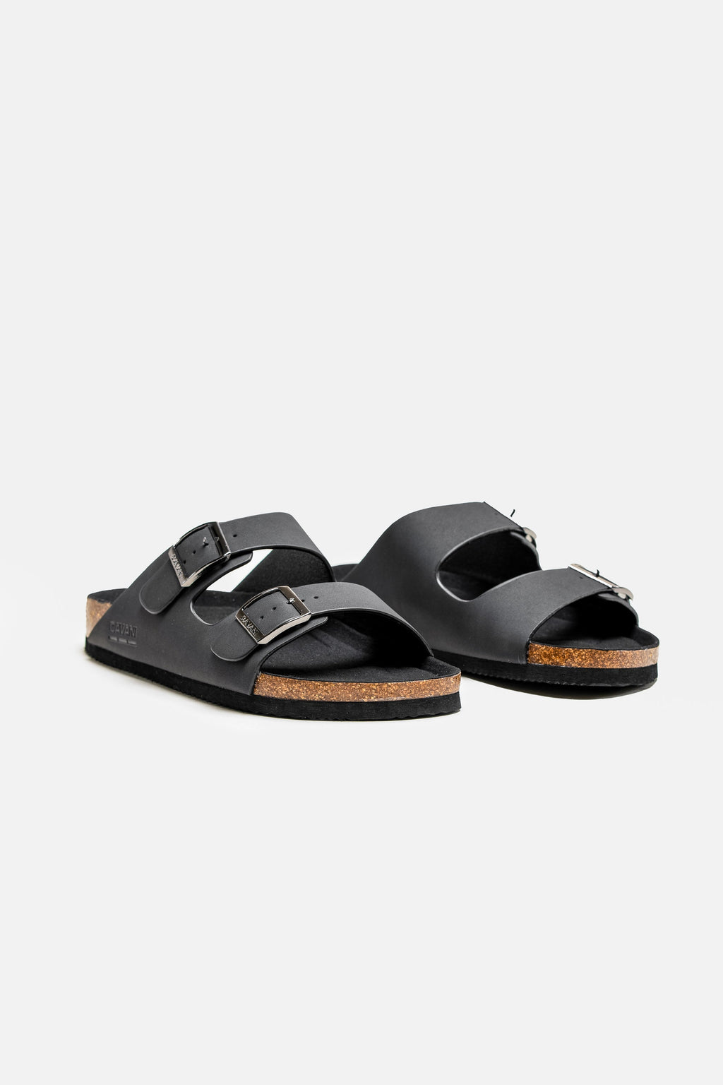 Men's black buckle-strap cork slider sandals, DAYTONA.