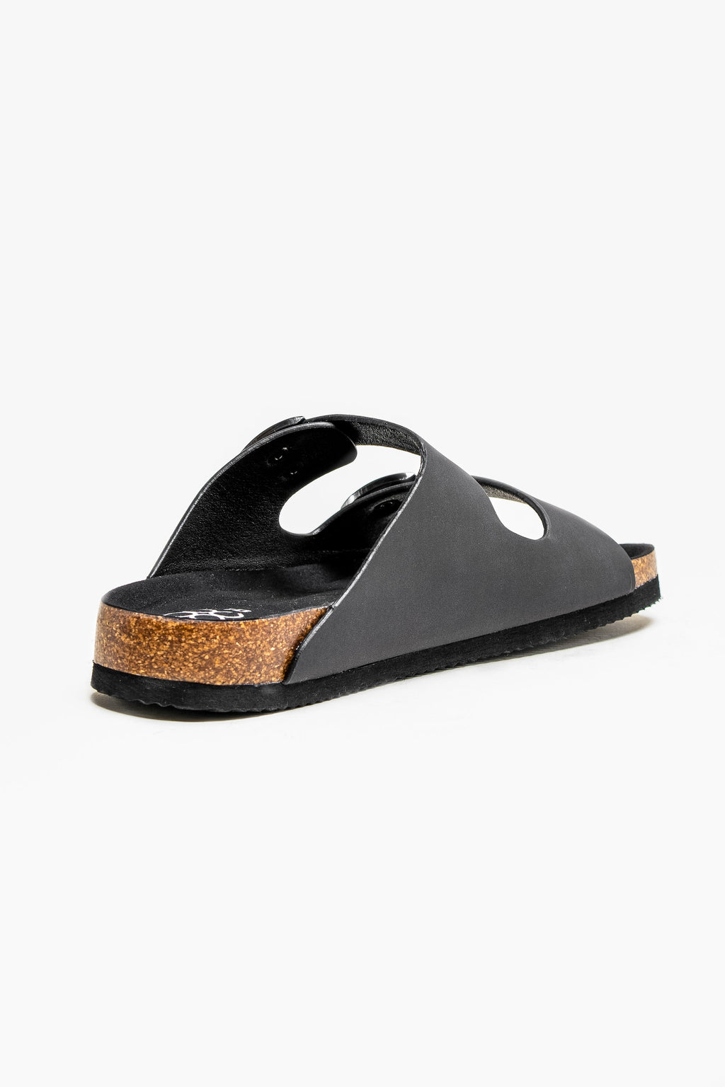 Men's Buckle-Strap Cork Slider Sandals - DAYTONA - Black Back Picture