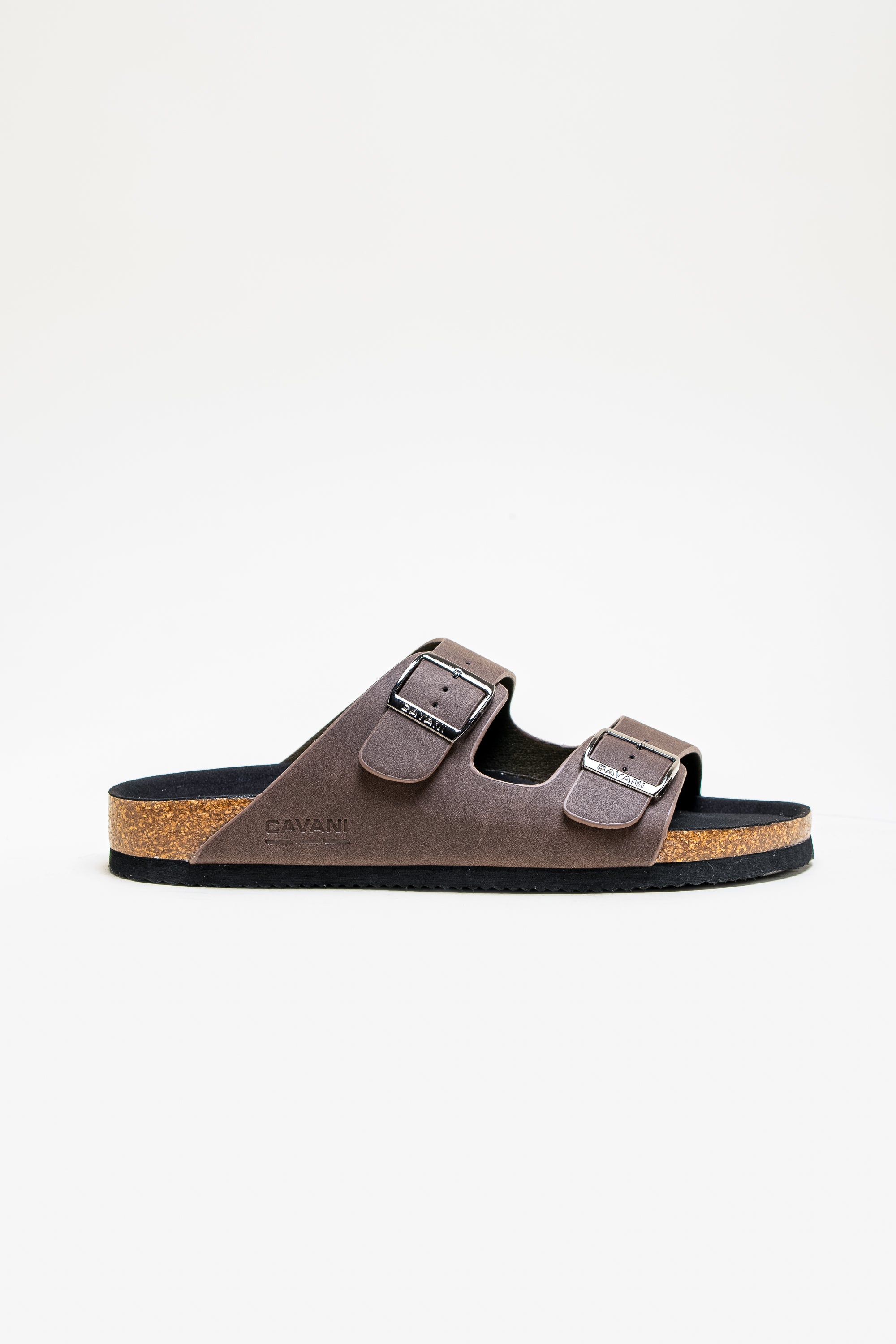 Men's Buckle-Strap Cork Slider Sandals - DAYTONA - Brown Side Picture