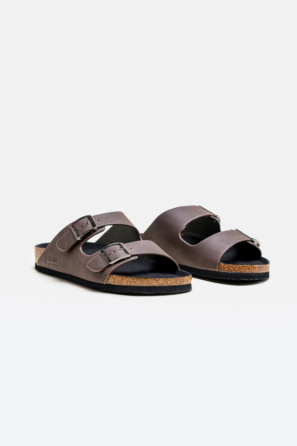 Men's brown buckle-strap cork slider sandals, DAYTONA.