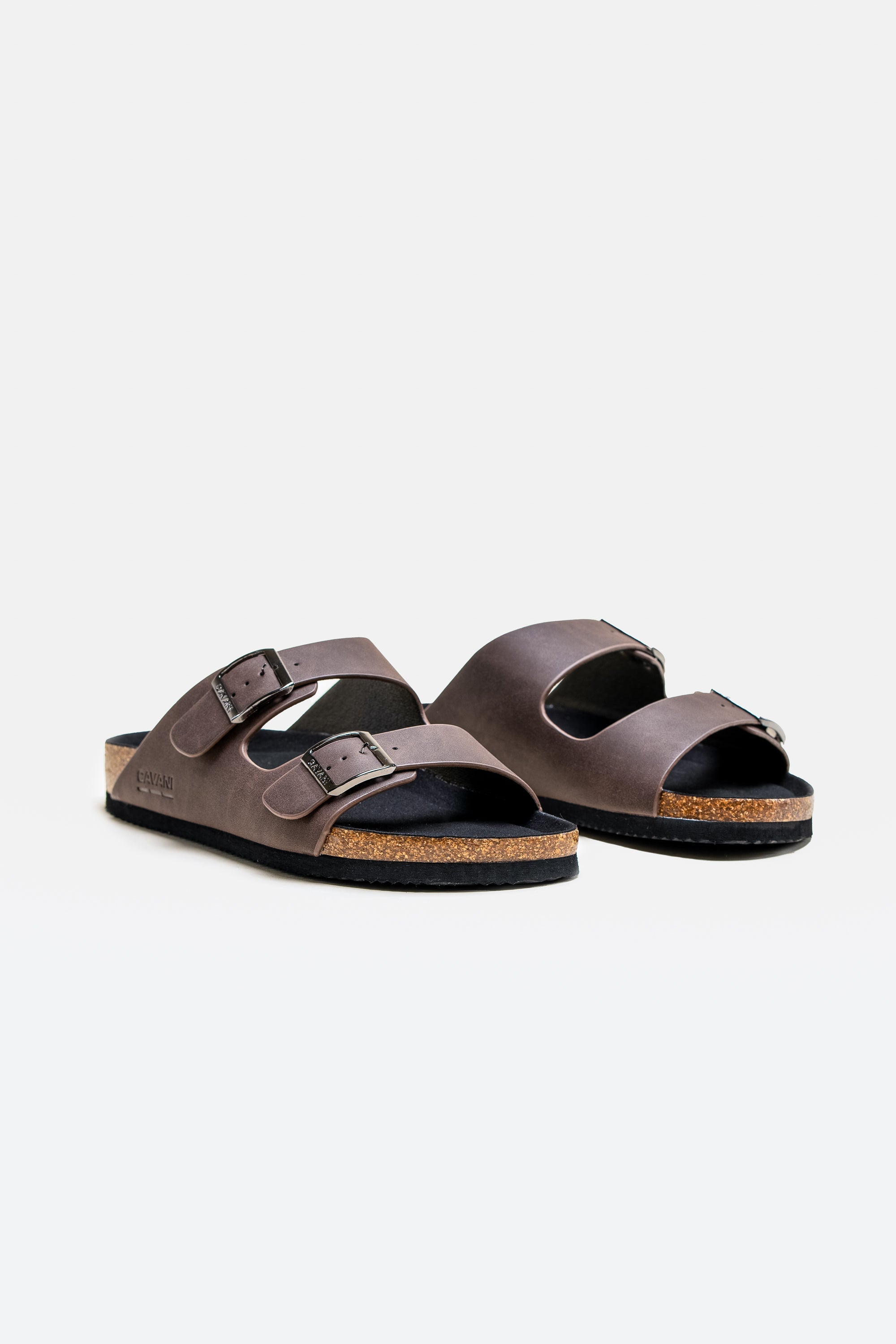 Men's brown buckle-strap cork slider sandals, DAYTONA.
