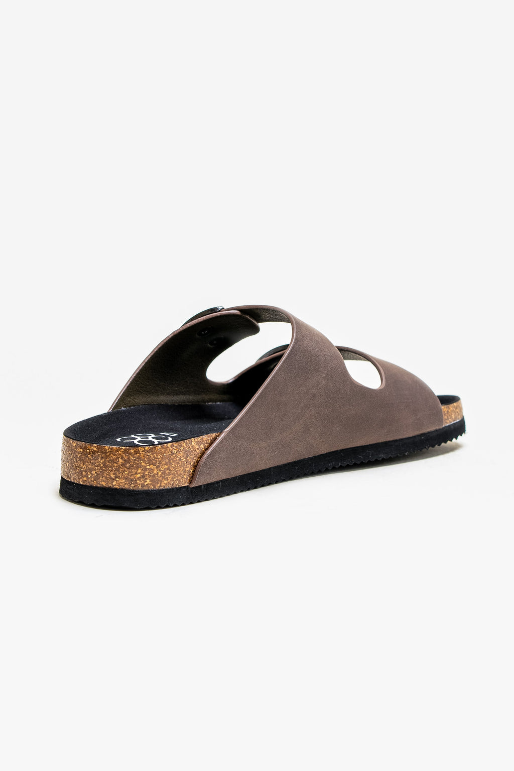 Men's Buckle-Strap Cork Slider Sandals - DAYTONA - Brown Back Picture