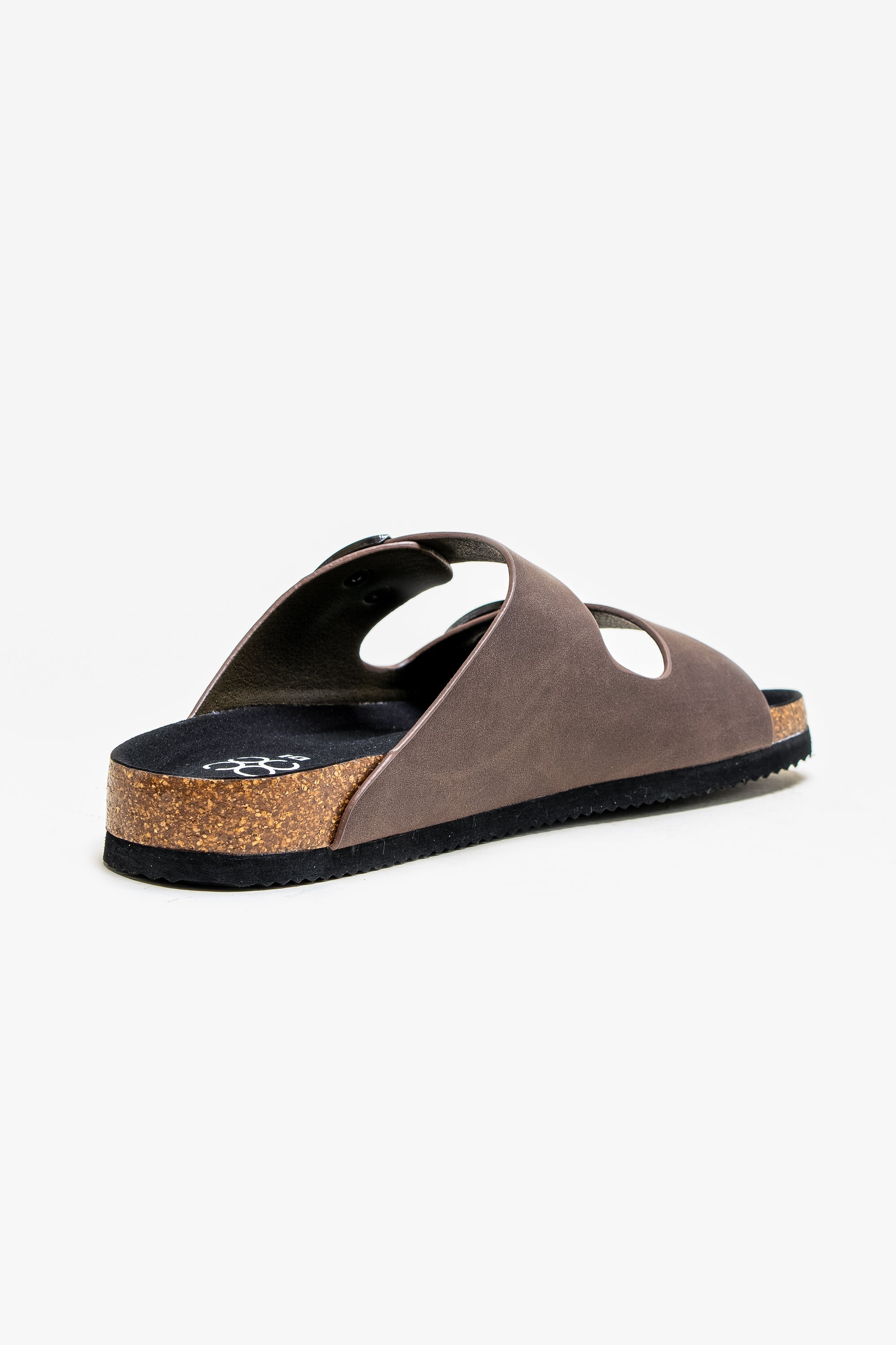 Men's Buckle-Strap Cork Slider Sandals - DAYTONA - Brown Back Picture