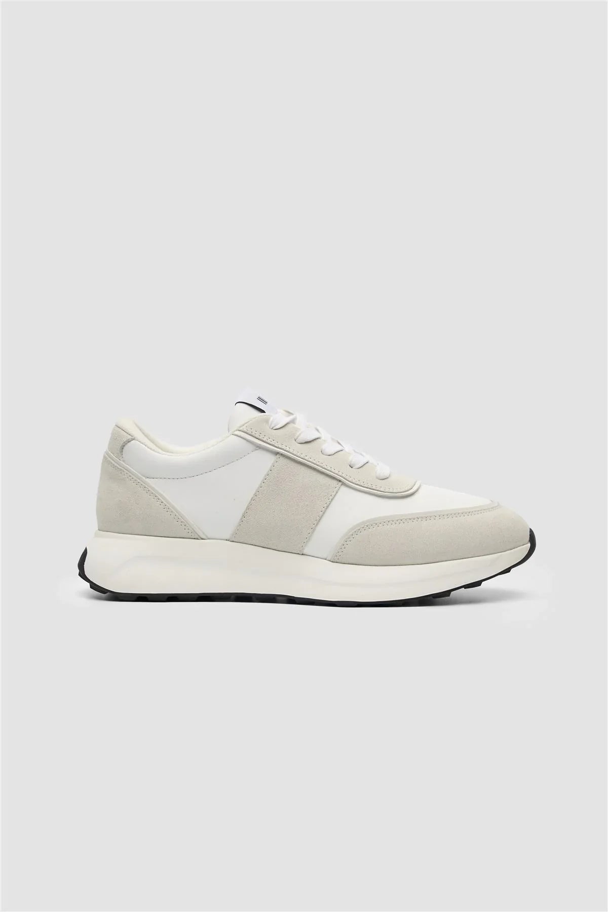 Men’s Classic Lace Up Trainers - Alanza - White Side Picture