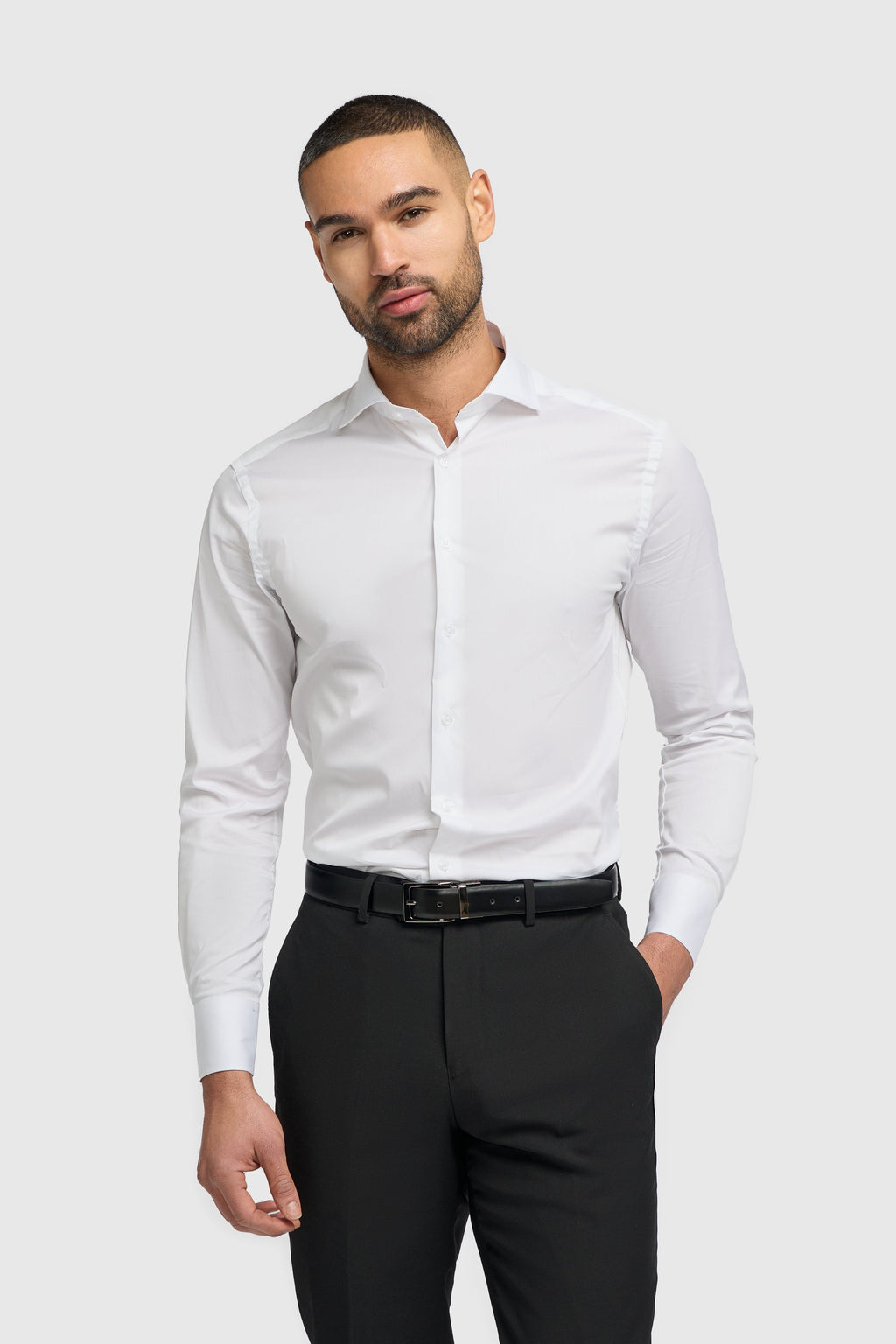 Men’s olive green cotton shirt slim fit classic collar