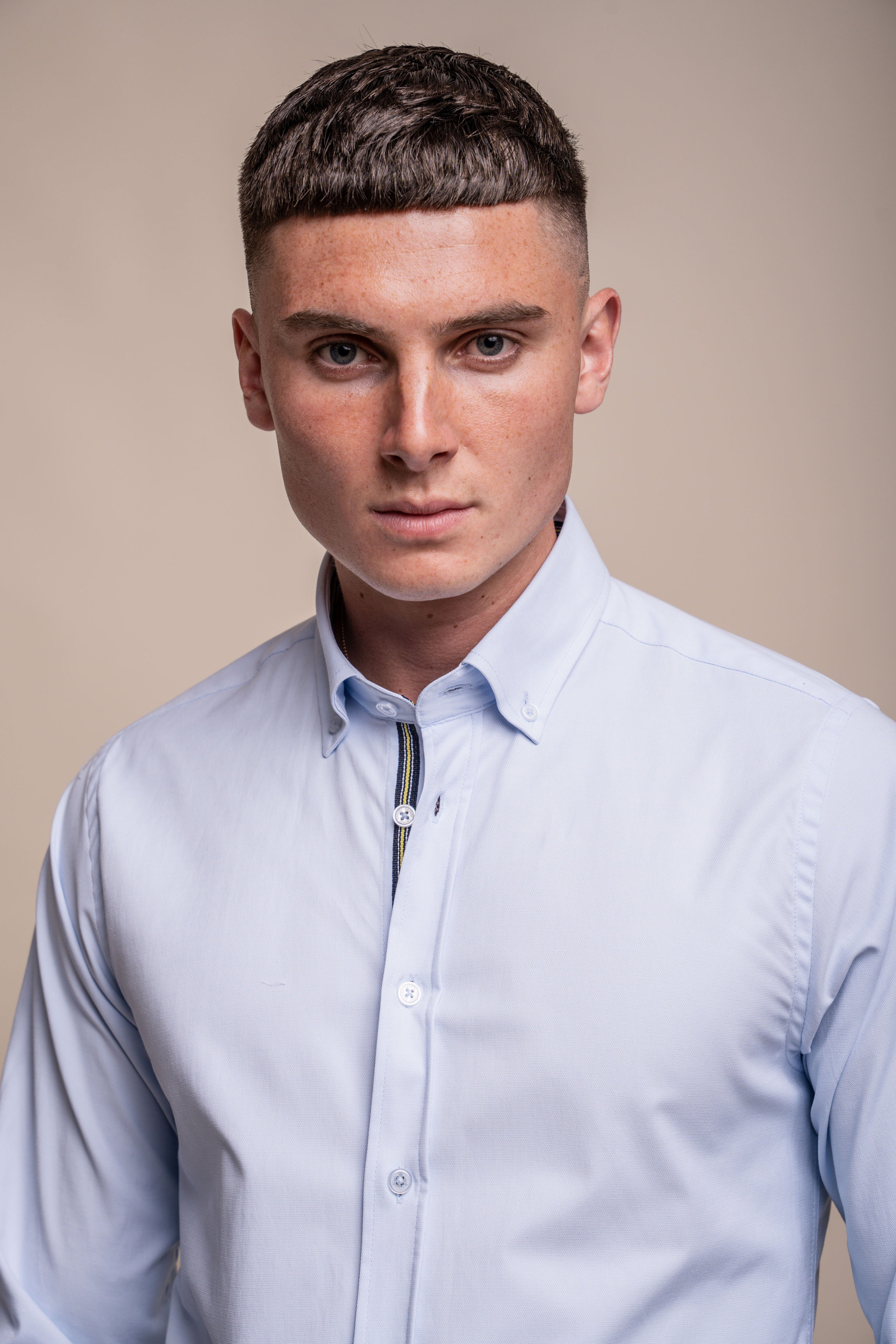 Men's Cotton Casual Shirt - Tessa - Sky Blue Front Picture