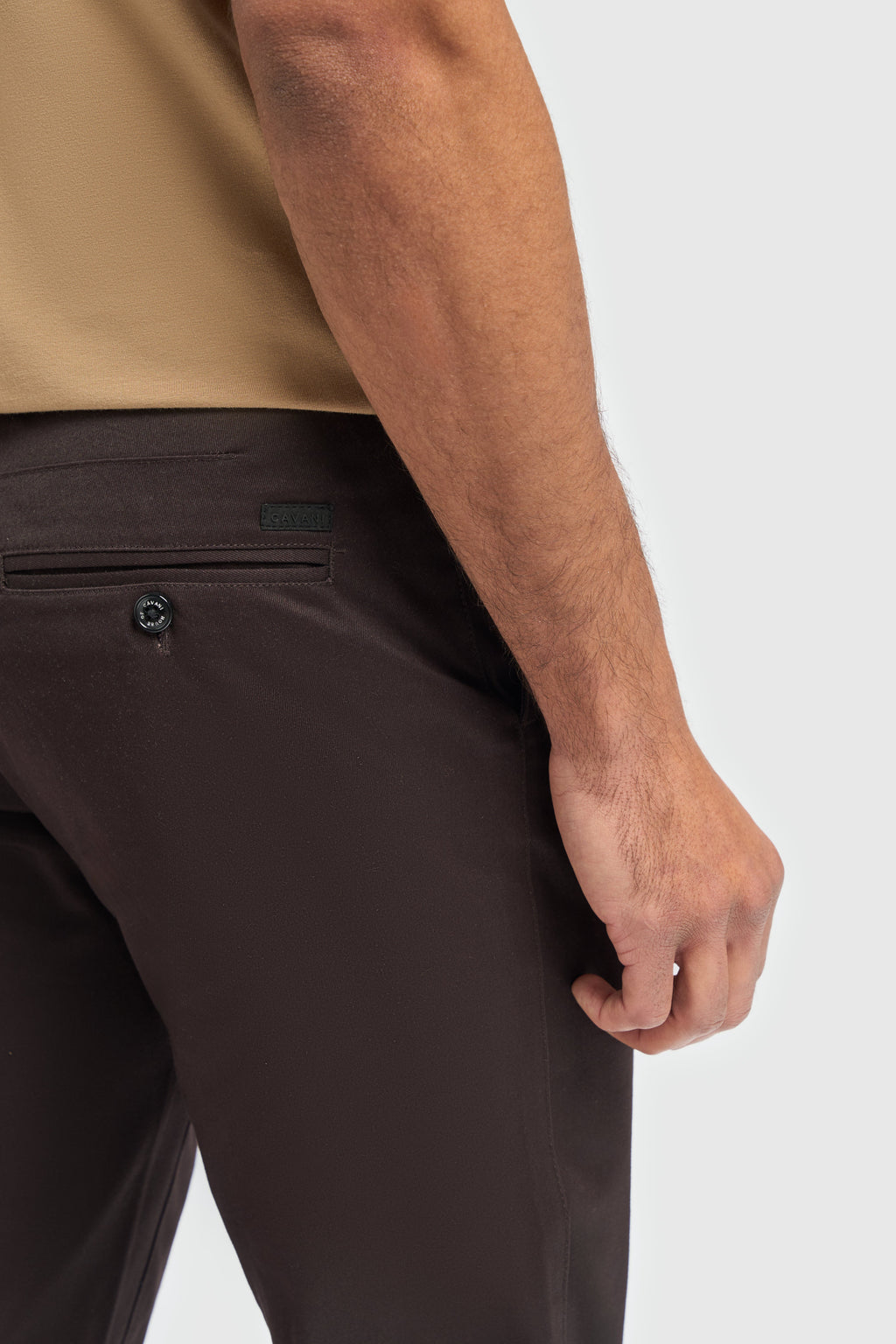 Men's Cotton Chino Trousers - DAKOTA - Chocolate Brown Detail Picture