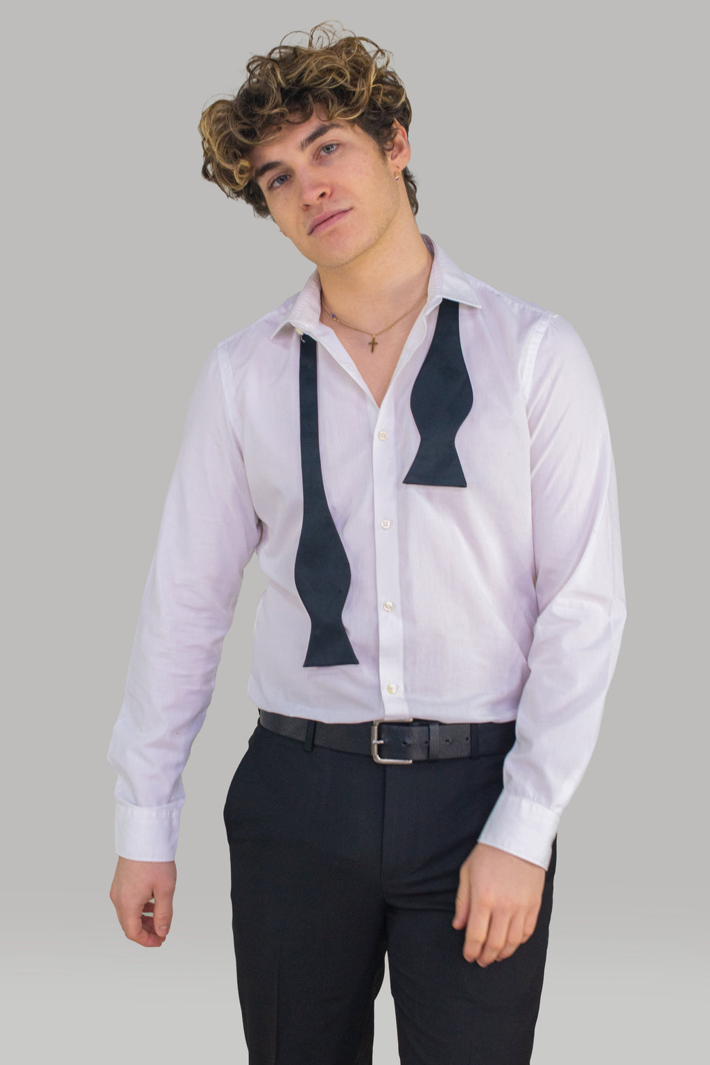 Mens CV75 White Cotton Classic Collar Slim Fit Dress Shirt