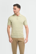 Men’s knit cotton polo shirt, short sleeves, slim fit