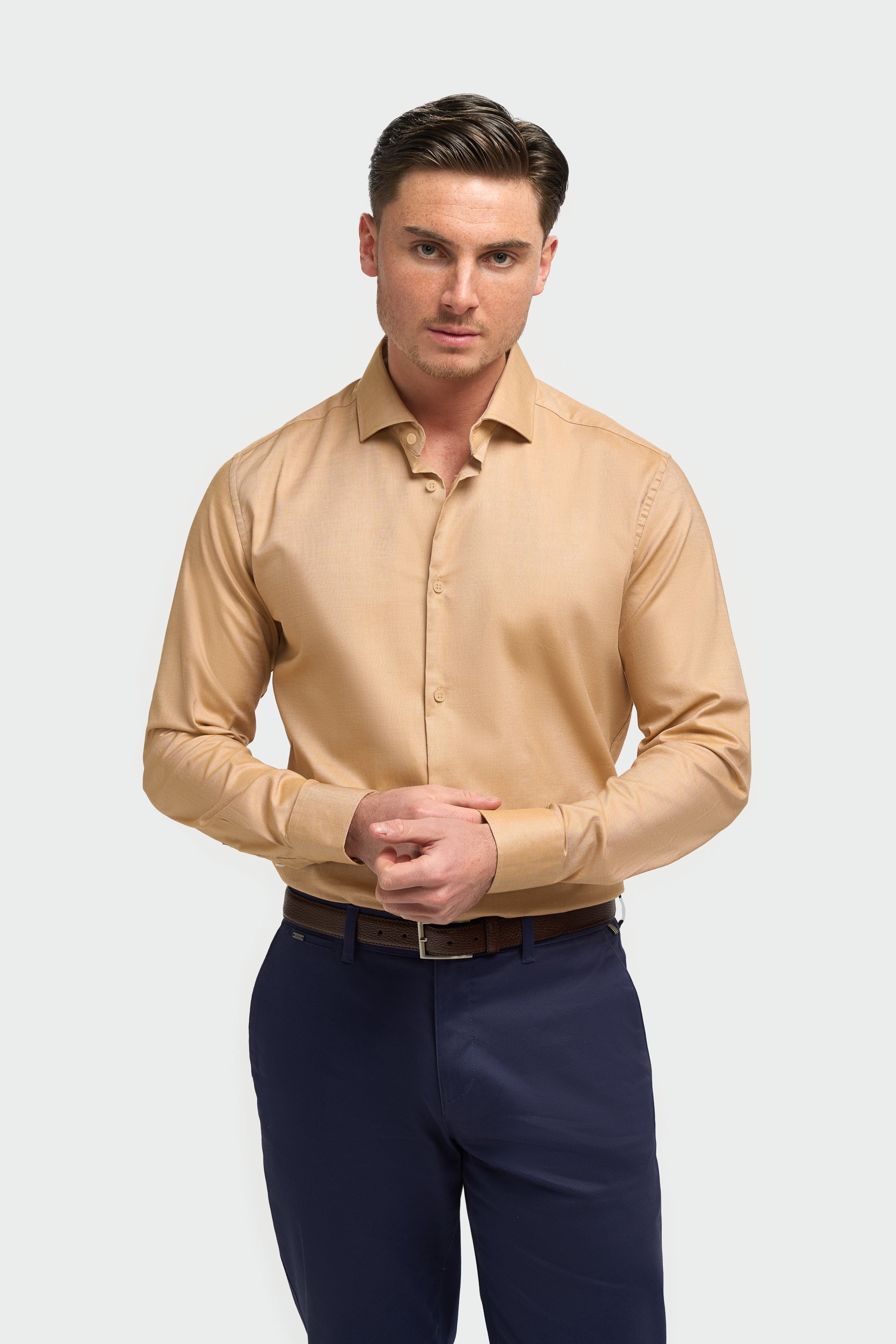 Men’s cotton dress shirt slim fit poplin long sleeve
