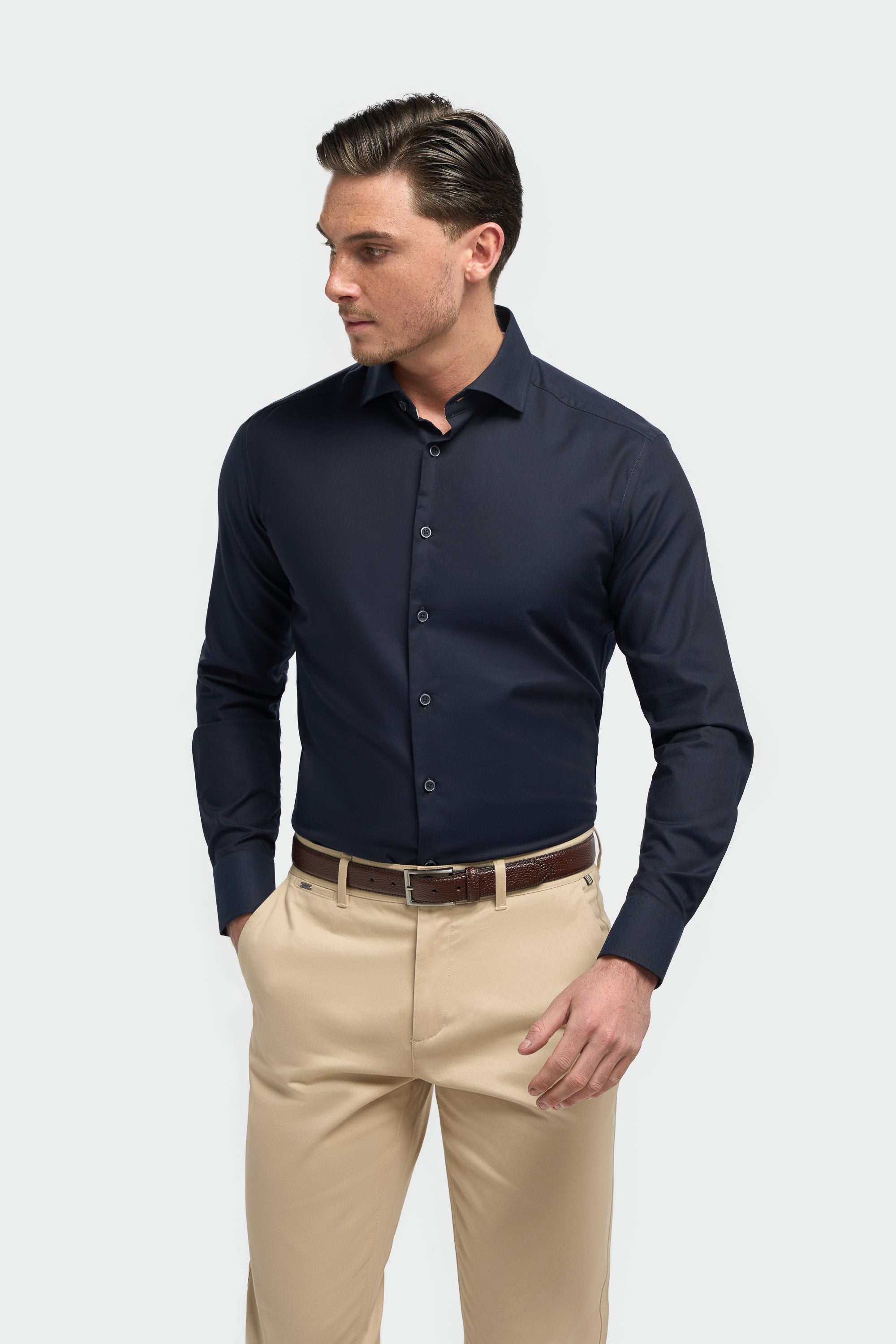 Men’s cotton dress shirt slim fit business long sleeve
