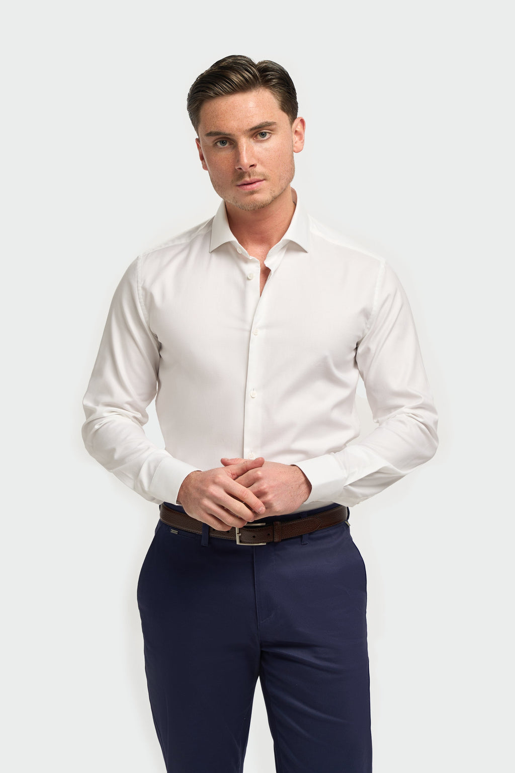 Men’s cotton dress shirt slim fit easy-iron long sleeve