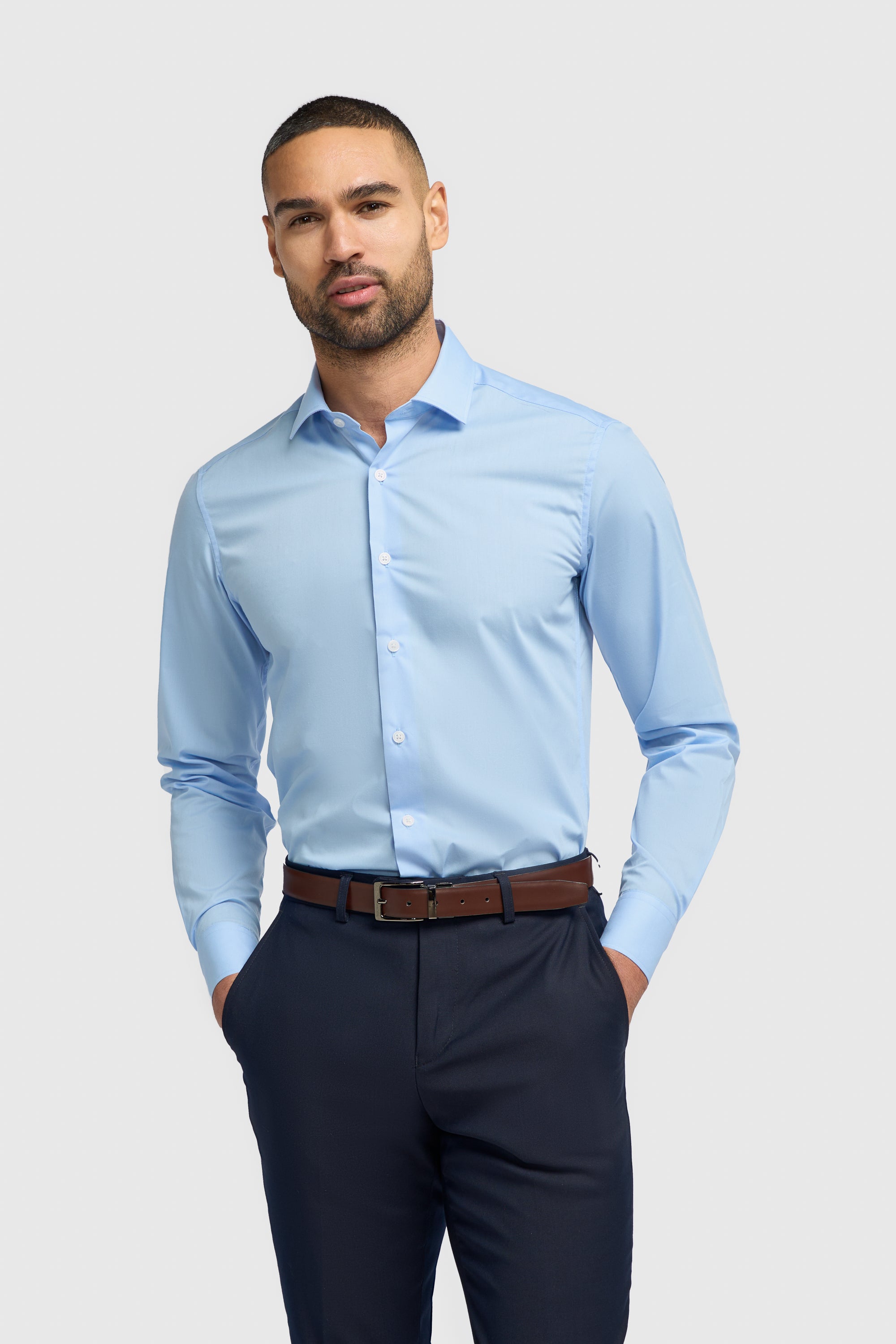 Men’s tailored fit cotton shirt long sleeve essentials