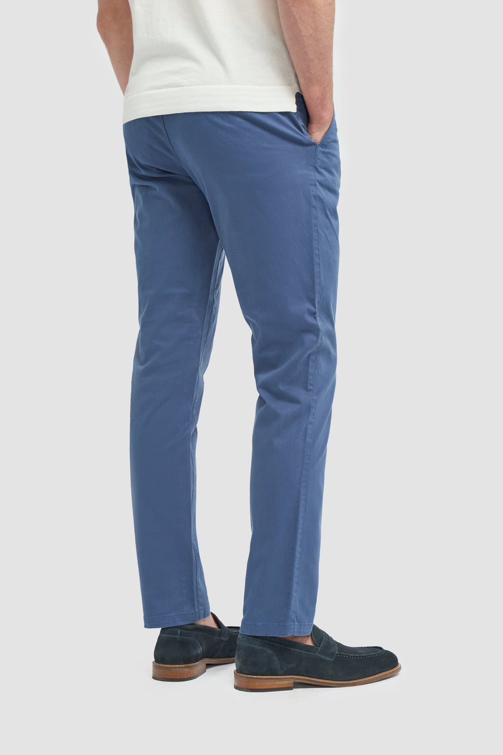 Men’s Cotton Slim Fit Chino Trousers - Hudson - Cobolt Blue Trousers Back Picture
