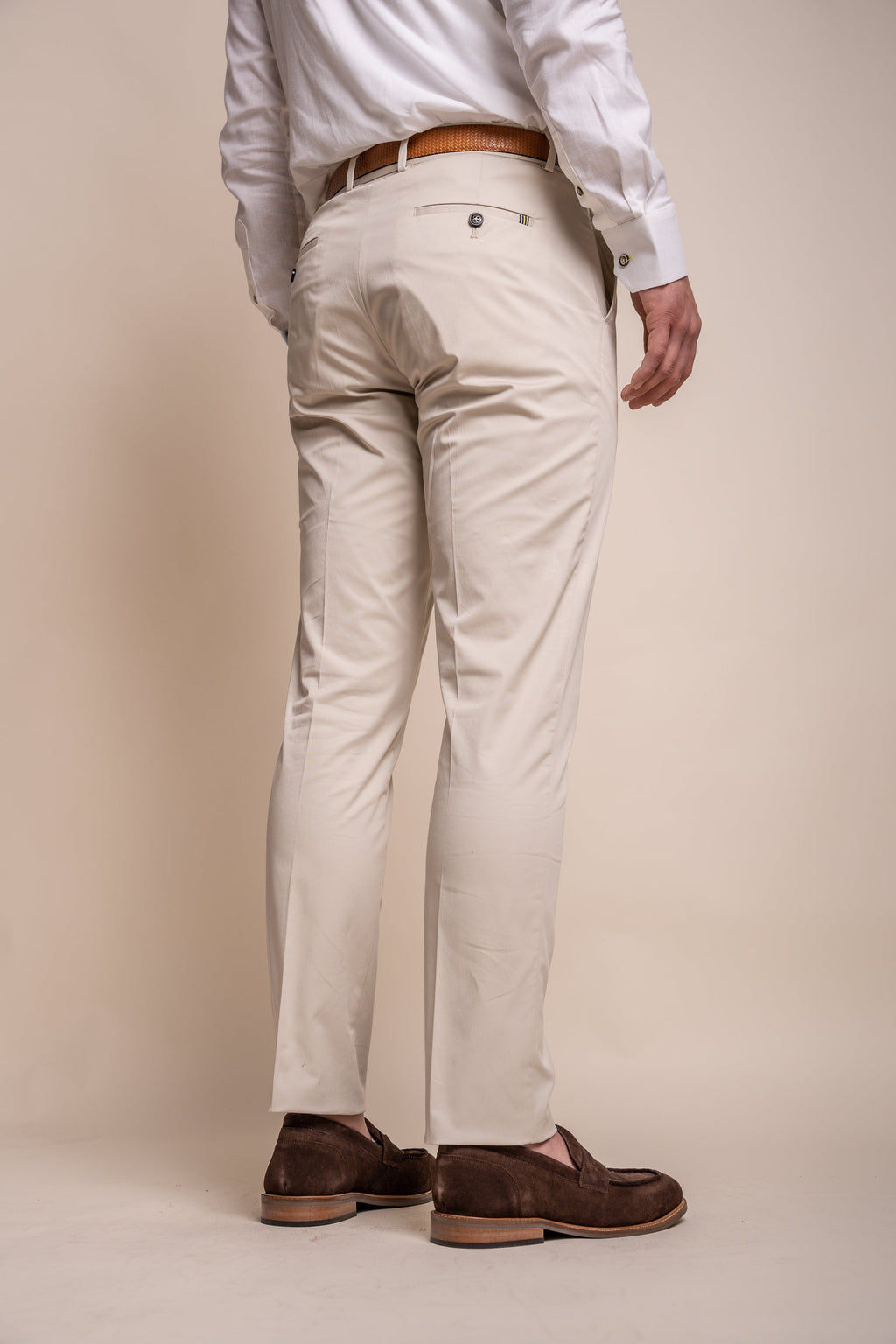 Men's Cotton Slim Fit Formal Trousers  - MARIO - Beige Fawn