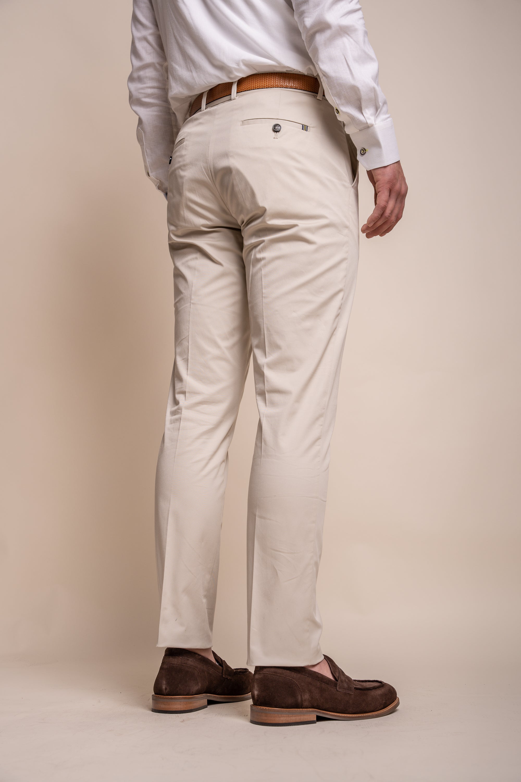Men's Cotton Slim Fit Formal Trousers  - MARIO - Beige Fawn
