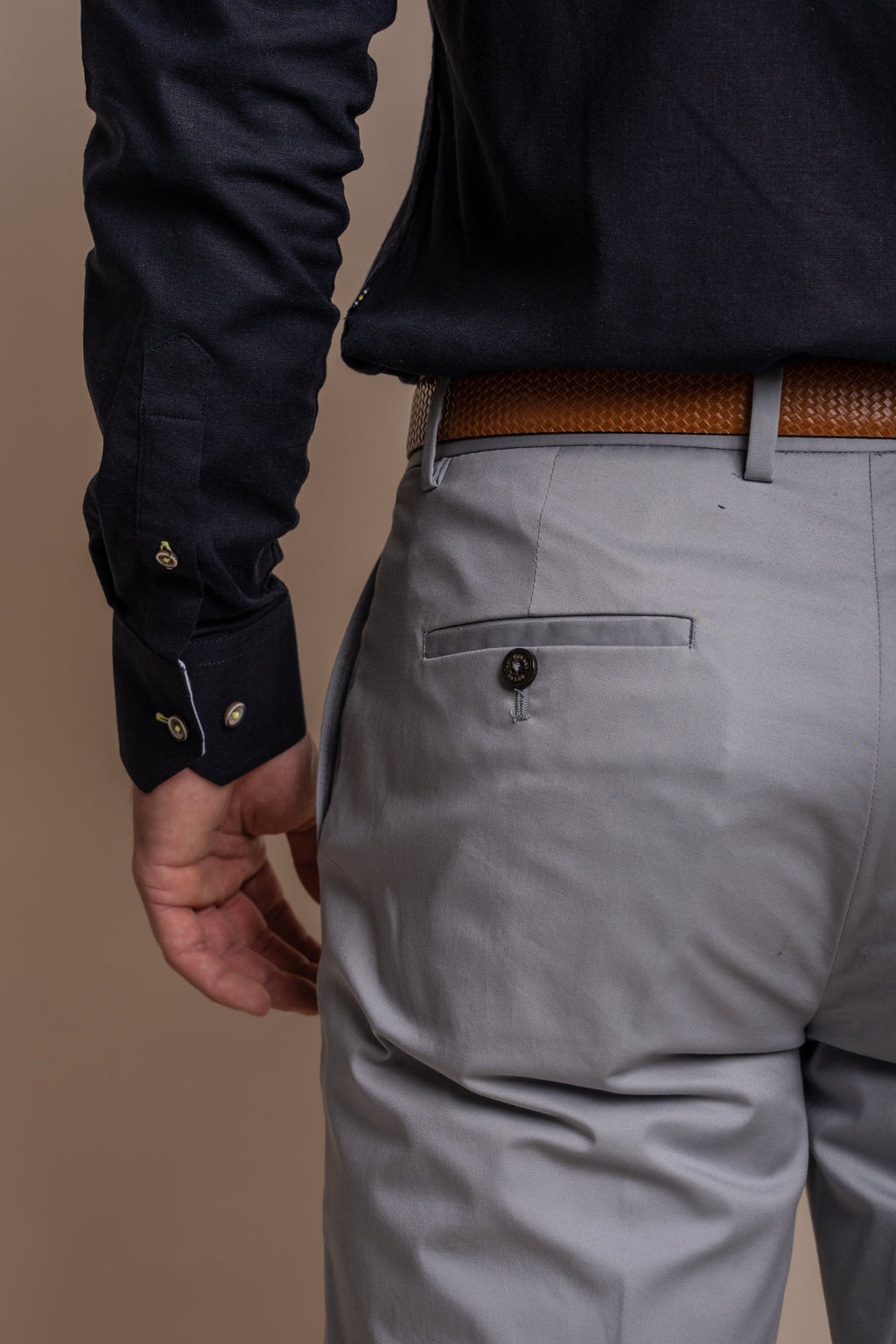 Men's Cotton Slim Fit Formal Trousers  - MARIO - Ice Blue