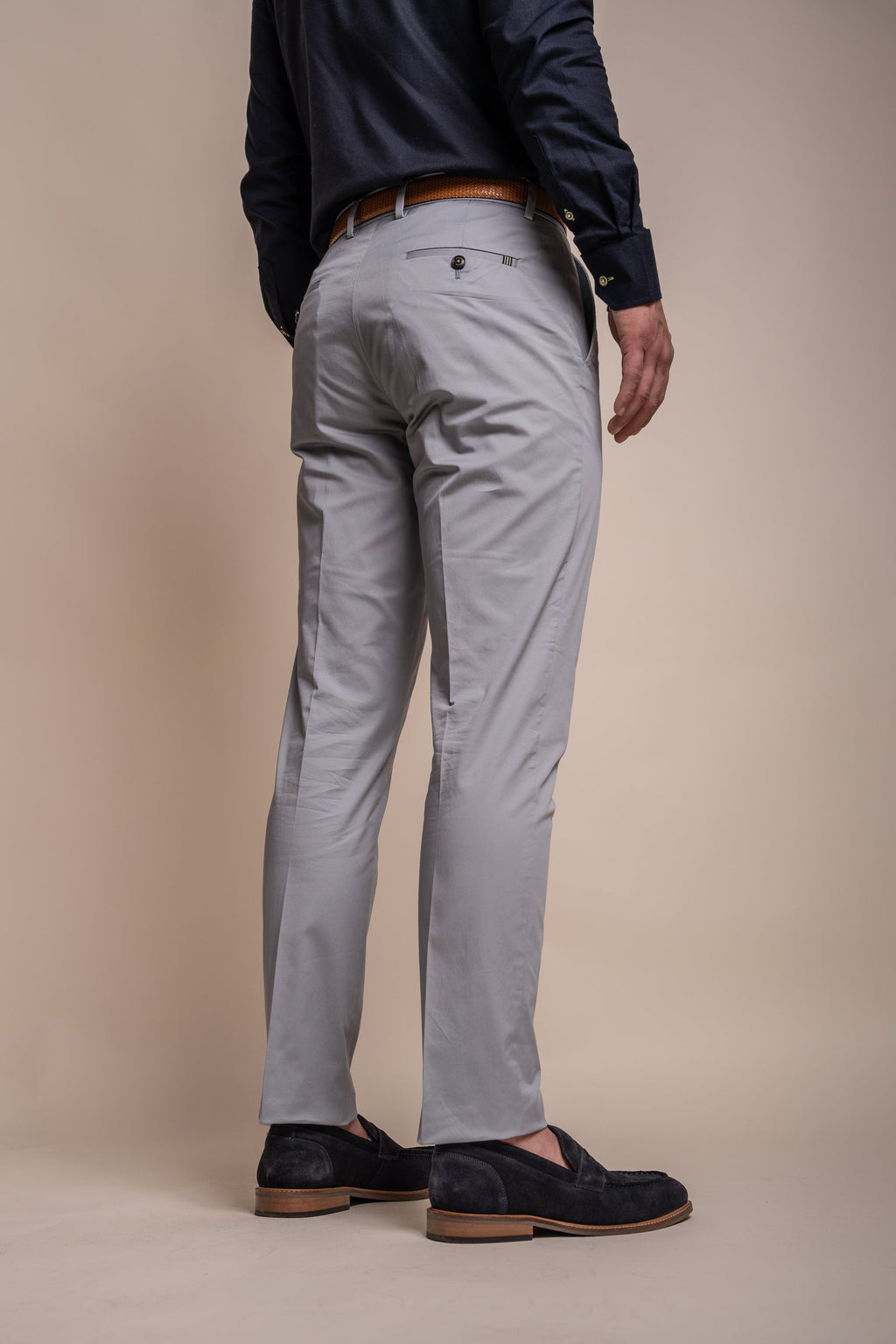 Men's Cotton Slim Fit Formal Trousers  - MARIO - Ice Blue