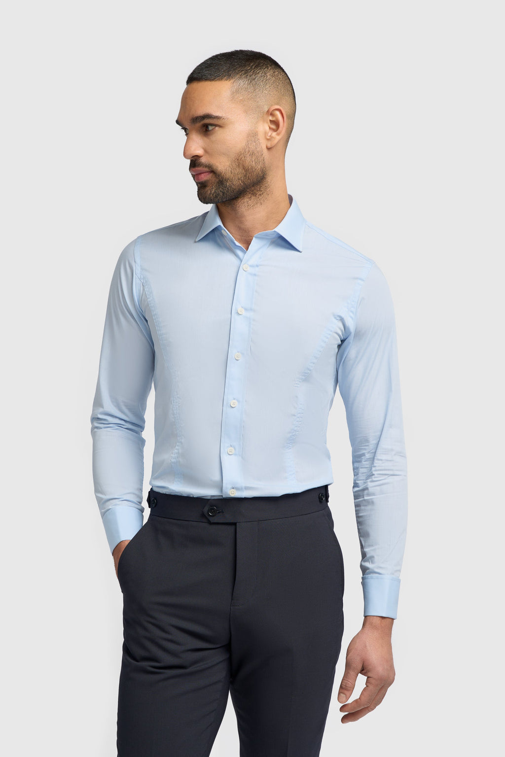 Men’s double cuff slim fit formal shirt poplin cotton