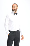 Men’s white pleated tuxedo shirt double cuff classic
