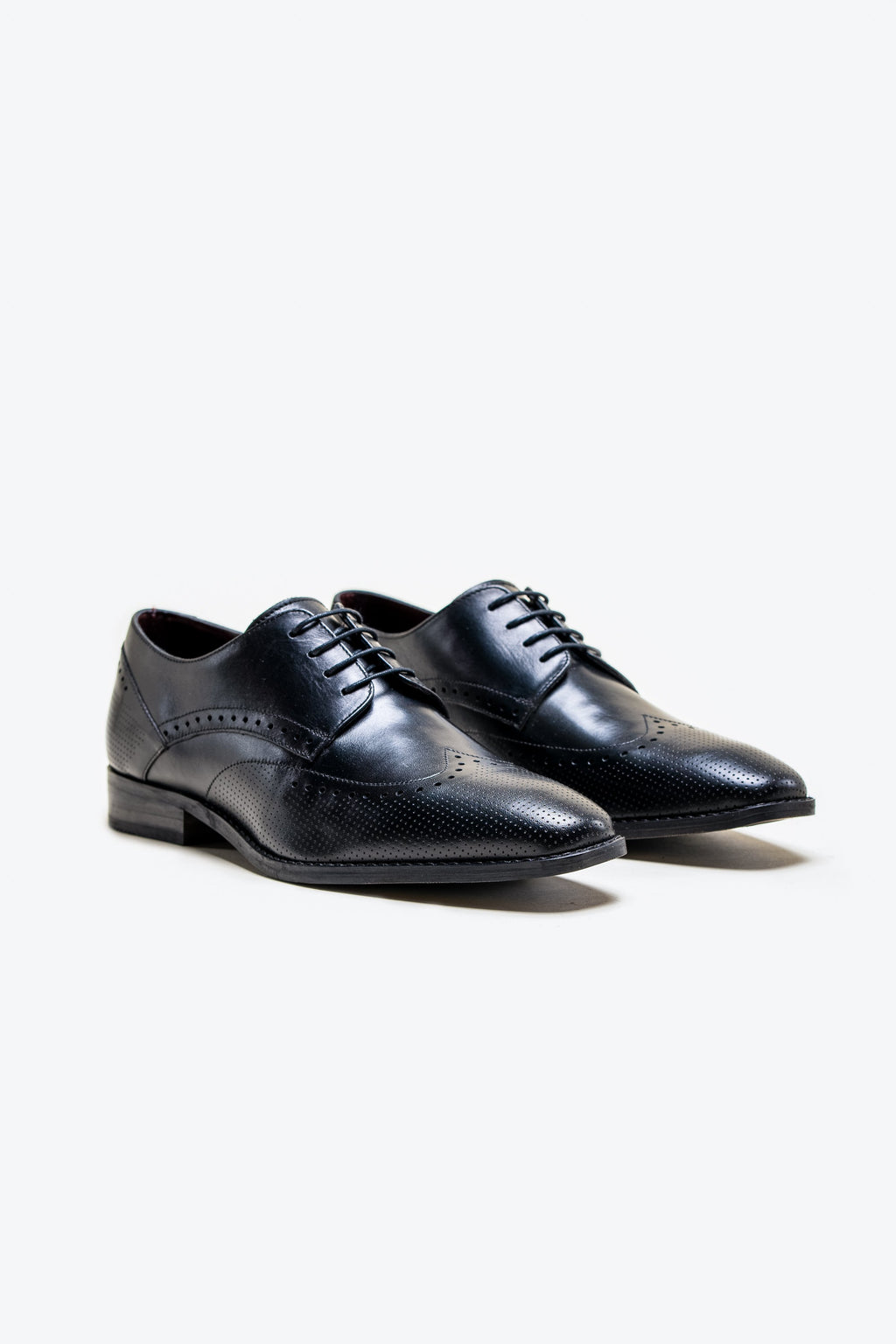 Men's black genuine leather derby brogue shoes, LISBON.