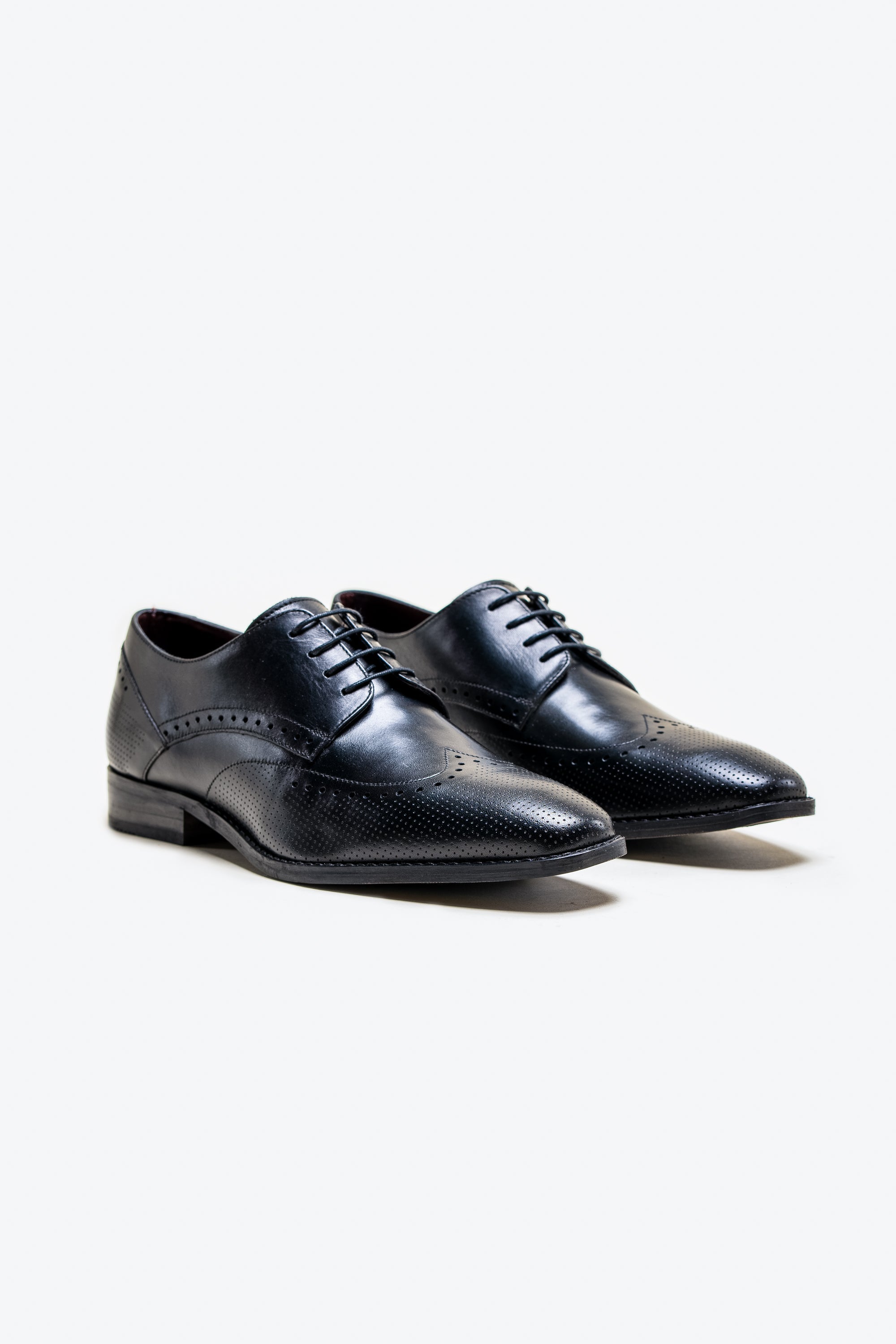 Men's black genuine leather derby brogue shoes, LISBON.