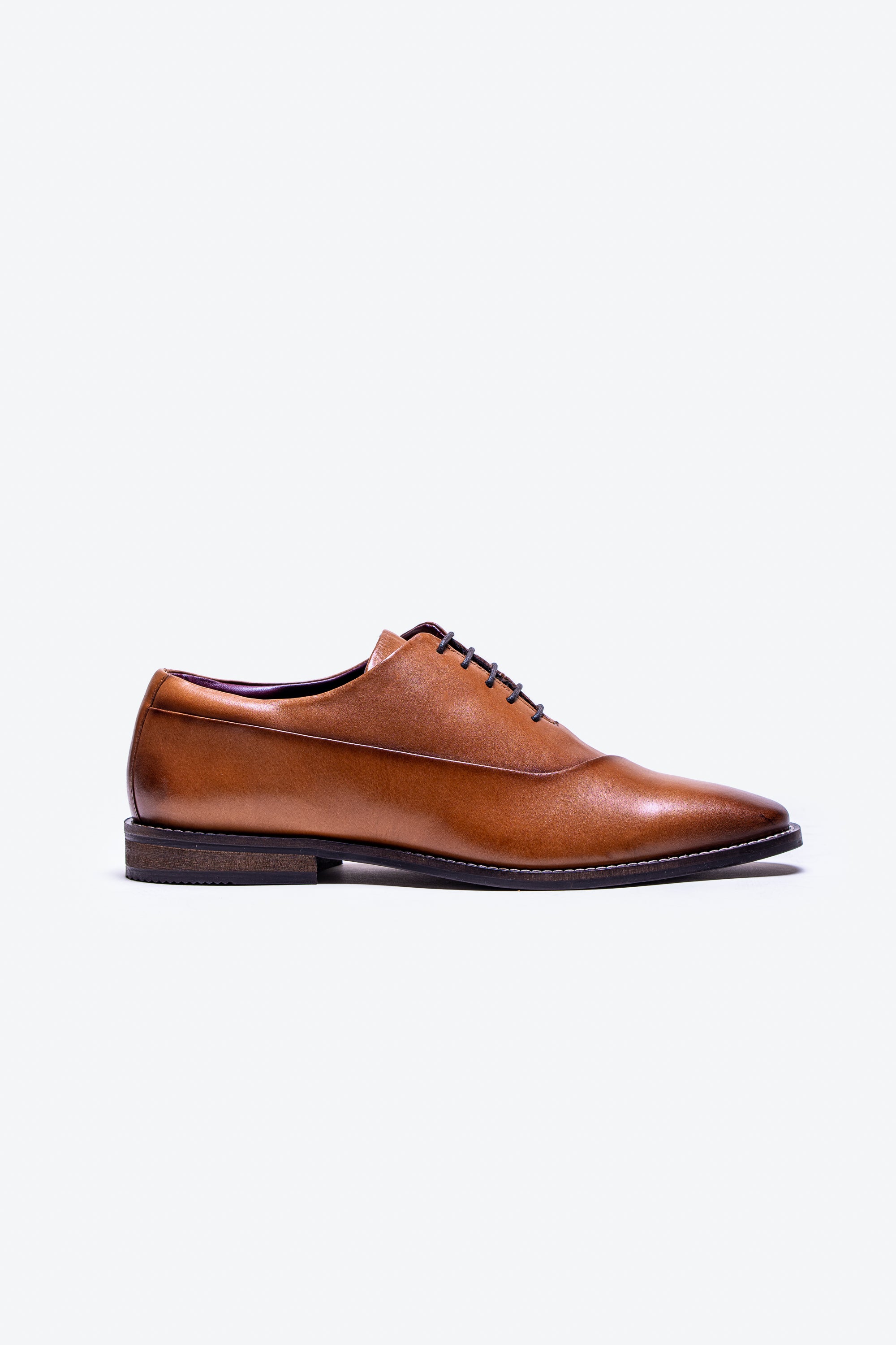 Men's Genuine Leather Oxford Shoes- SEVILLE - Tan Side Picture