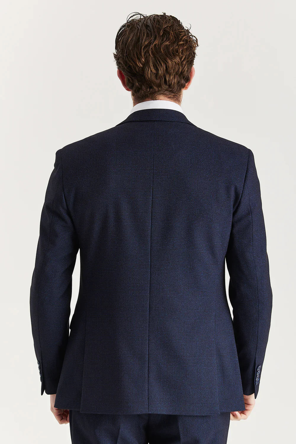 Men’s Glen Check Formal Suit Jacket - Regent - Navy Model Back picture
