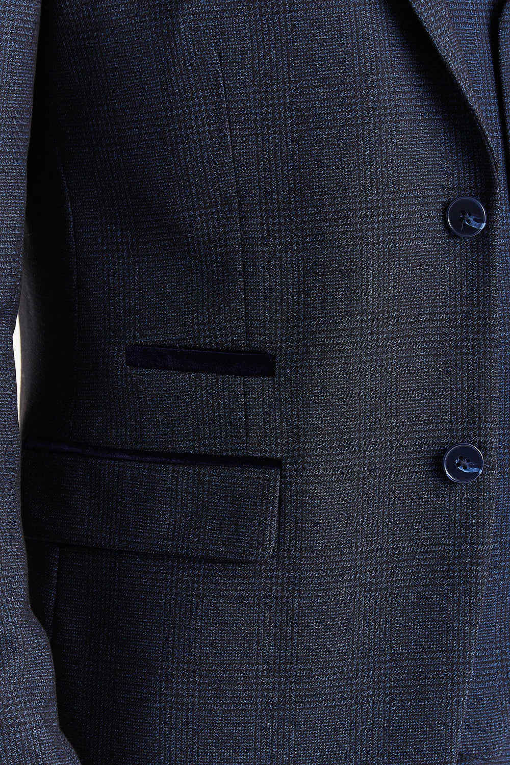 Men’s Glen Check Formal Suit Jacket - Regent - Navy Detail Picture