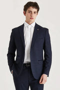 Men’s Glen Check Formal Suit Jacket - Regent - Navy Model Picture