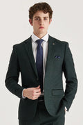 Men’s Glen Check Formal Suit Jacket - Regent - Olive Green Model Picture