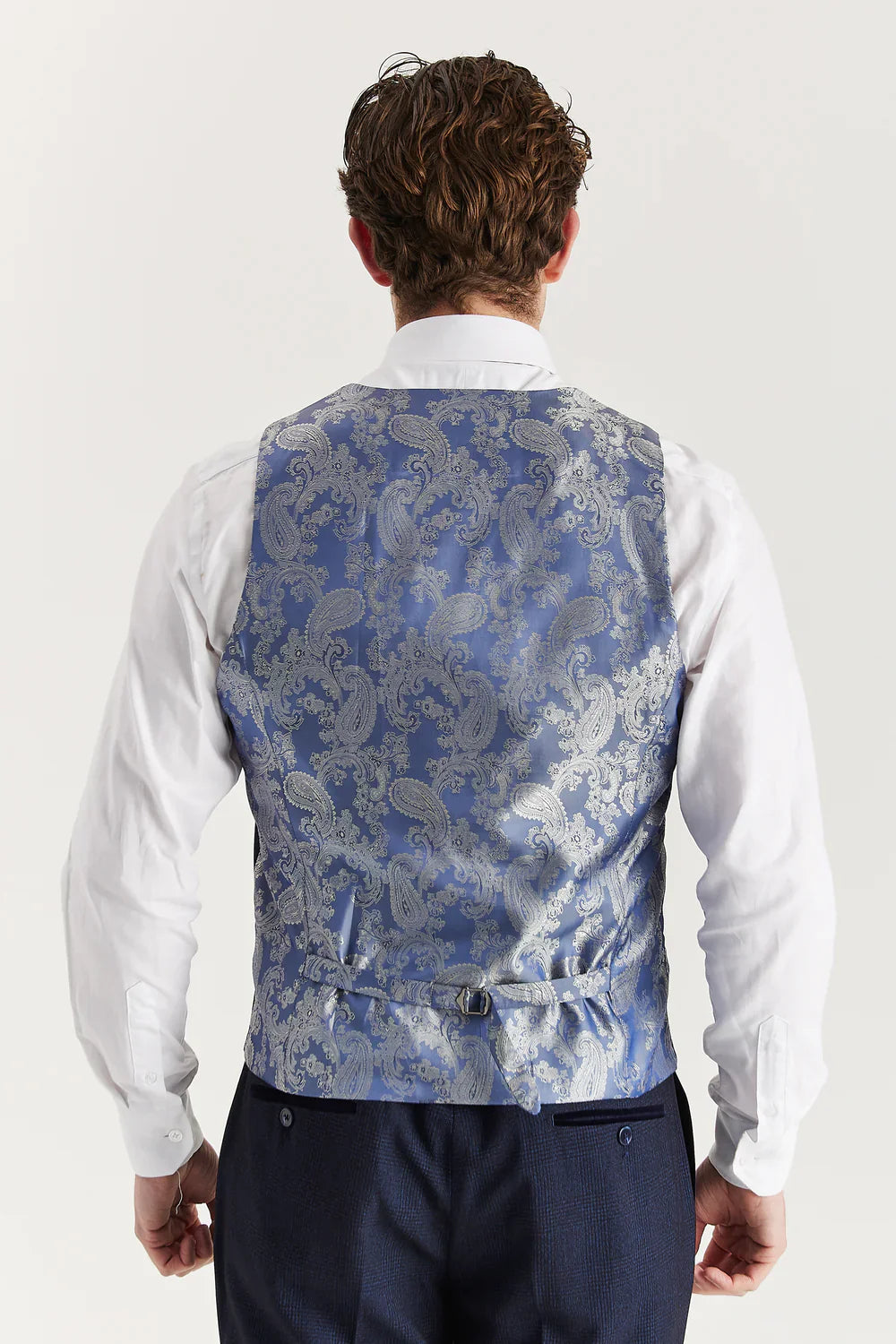 Men’s Glen Check Formal Waistcoat - Regent - Navy Back Picture