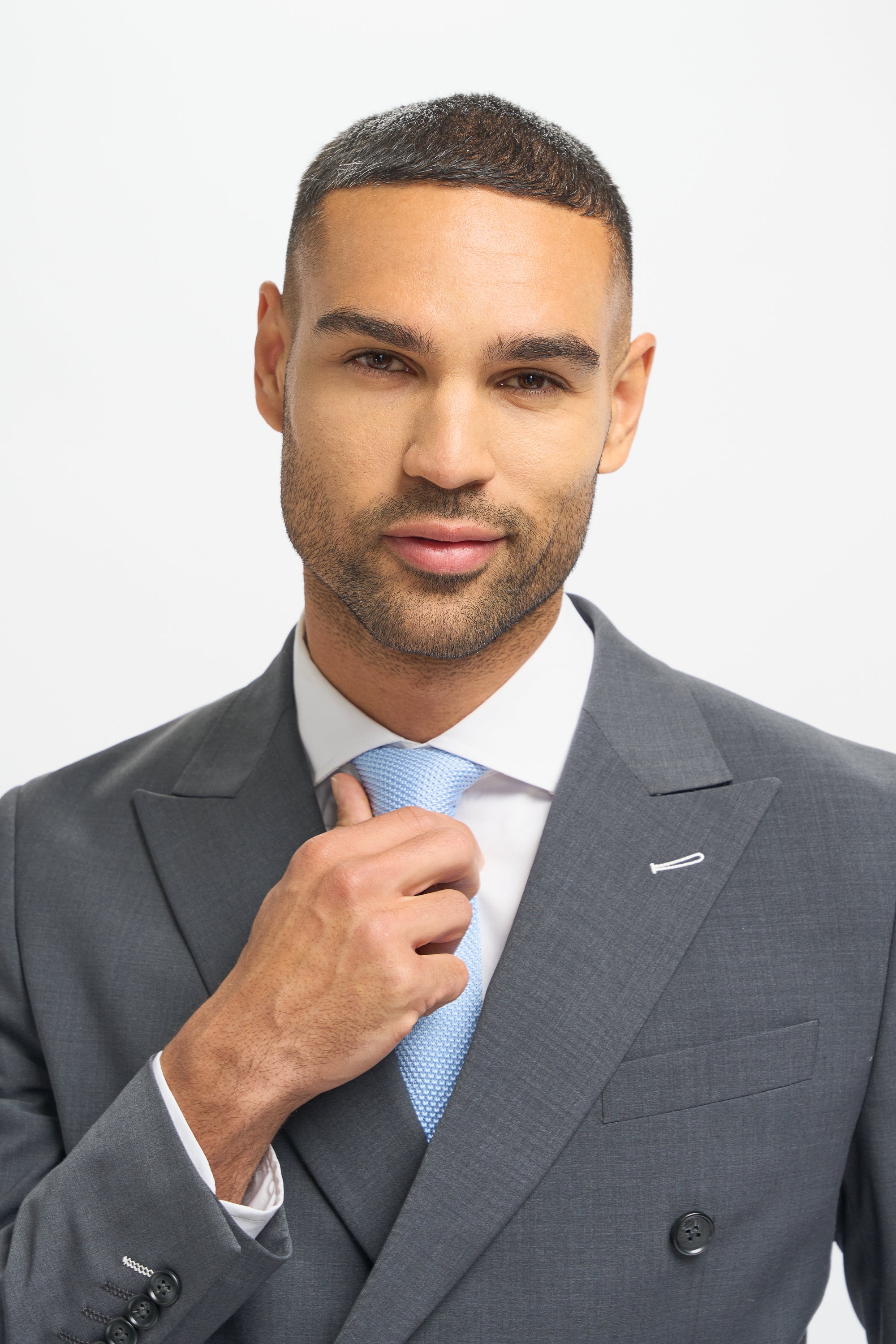 Mens Charcoal Grey Puppytooth Double Breasted Suit Jacket BOND