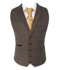 Mens brown herringbone tweed slim fit waistcoat Martez