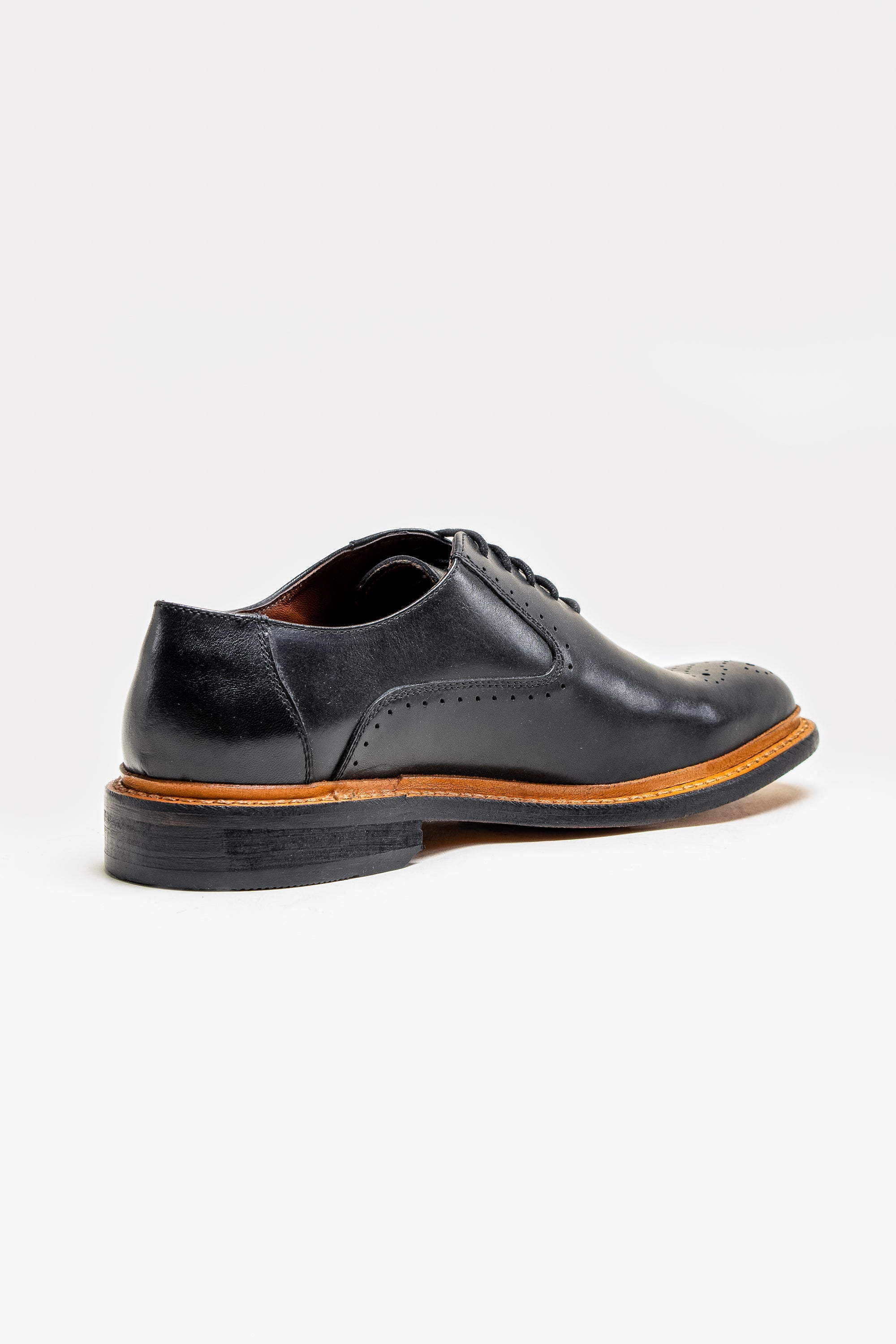 Men's Lace Up Leather Brogue Shoes - BRENTWOOD -Black  Back Picture