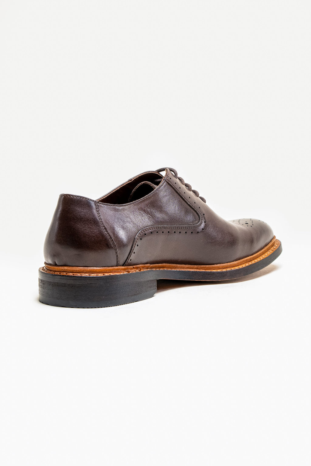 Men's Lace Up Leather Brogue Shoes - BRENTWOOD - Brown Back Picture