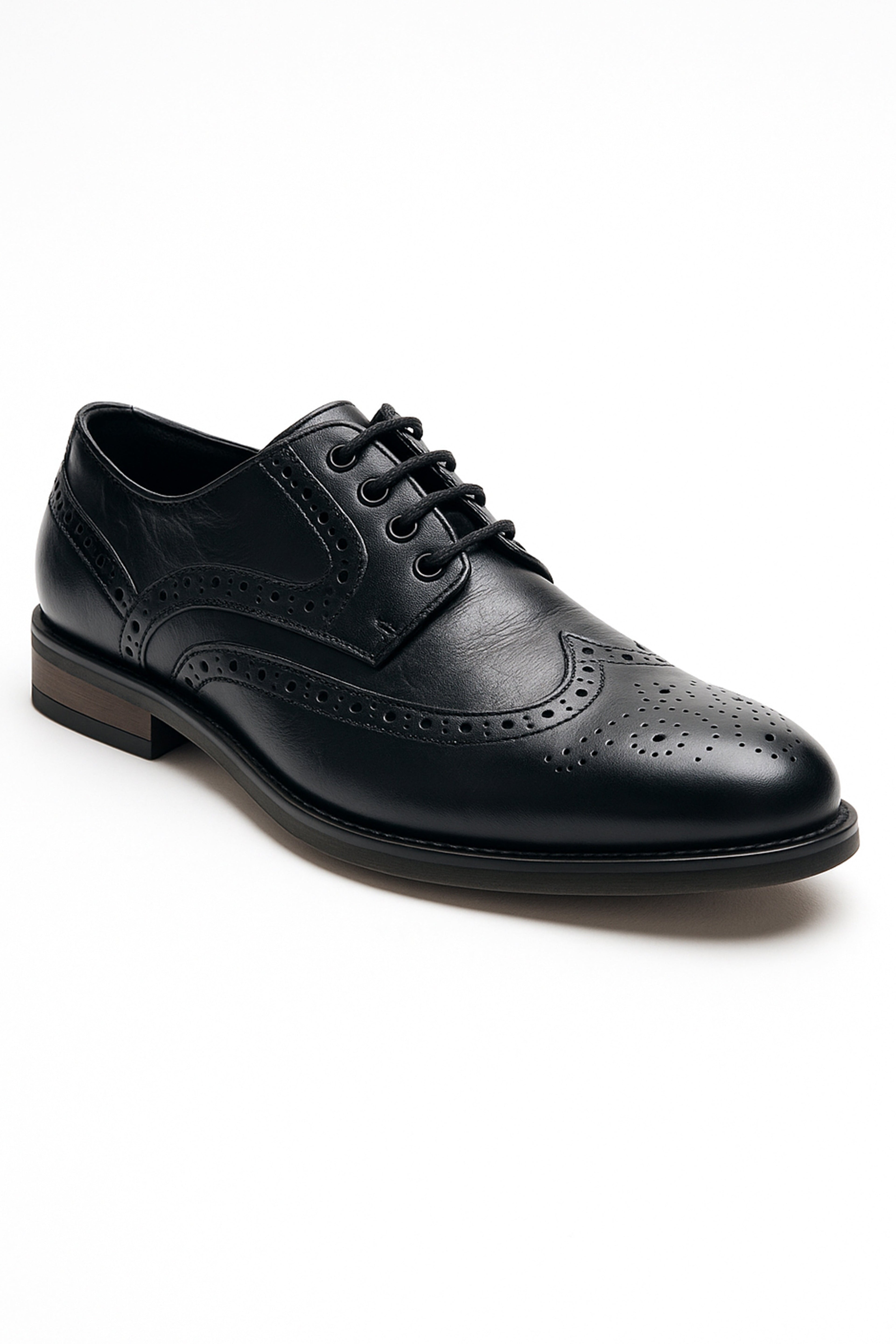 Men's black lace-up oxford brogue dress shoes, RUSSEL.