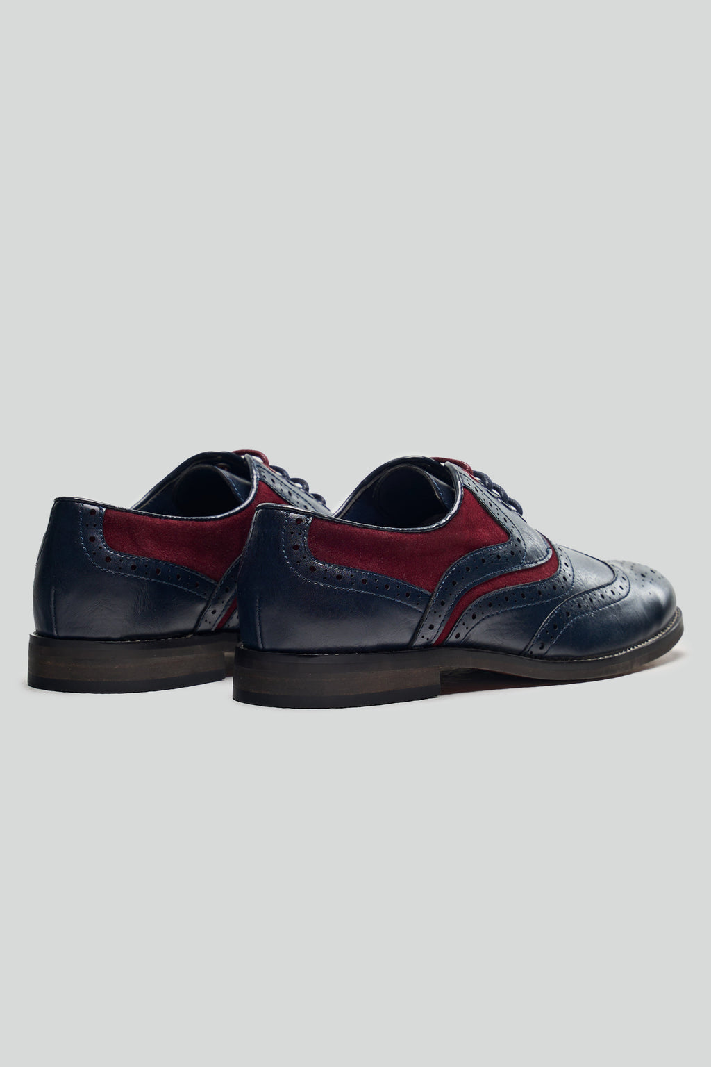 Men's Lace Up Oxford Brogue Dress Shoes - Russel - Navy Red Back Picture