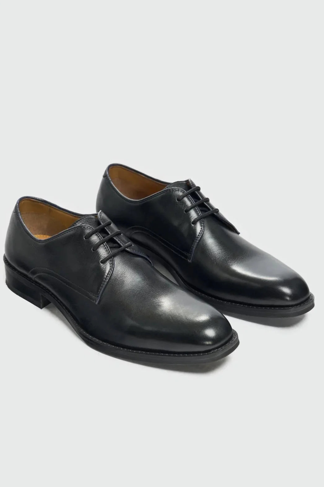 Men's black leather lace-up derby dress shoes, TAYLOR.