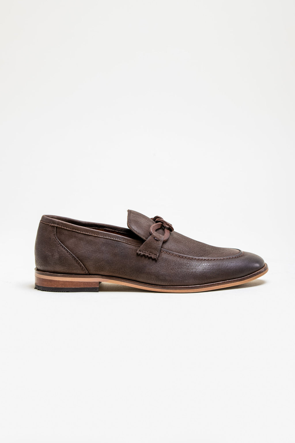 Men's Leather Slip-On Horsebit Loafer - ARLINGTON - Rust Brown Side Picture
