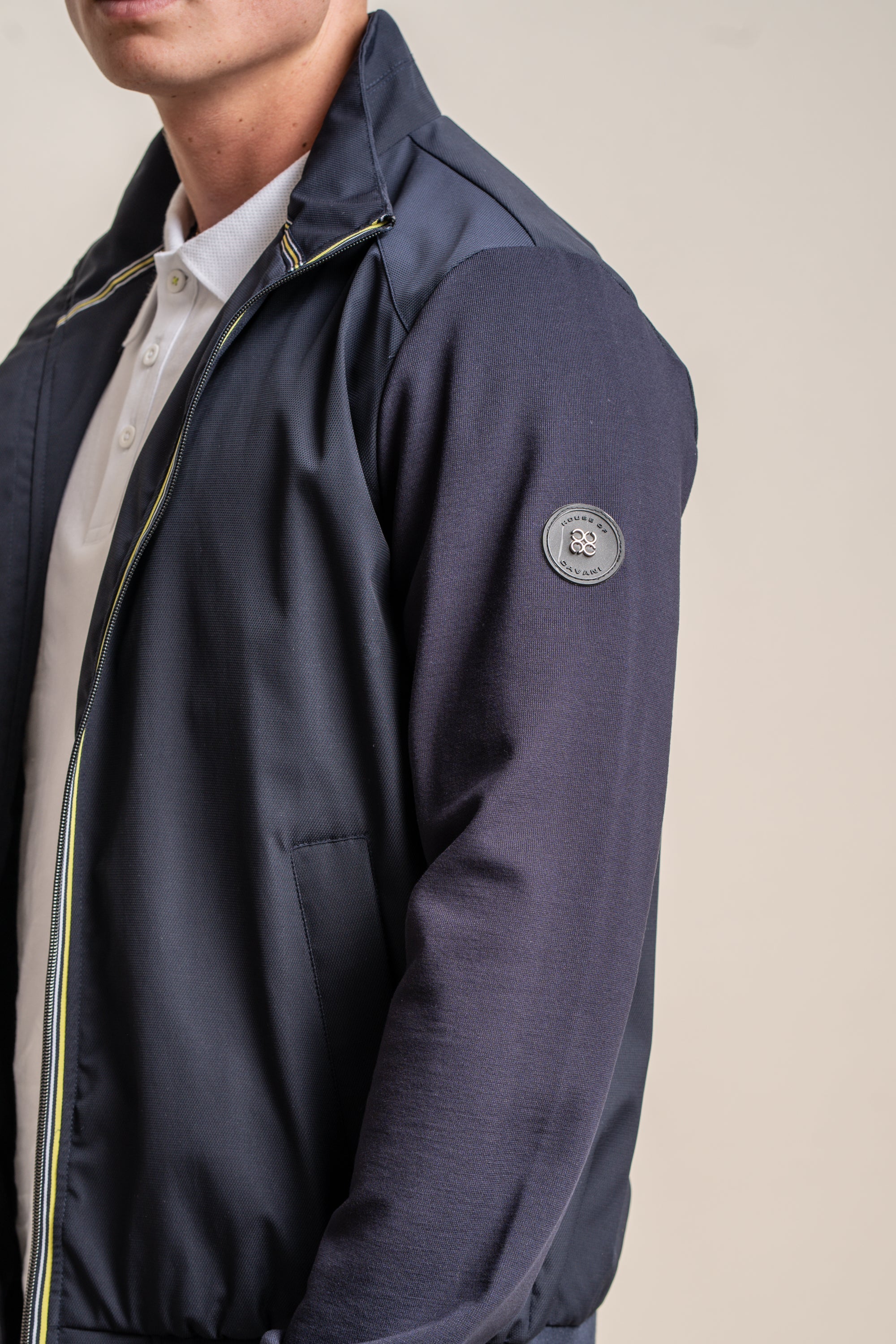 Men's Lightweight Slim Fit Bomber Jacket - KASPER - Navy Detail Picture