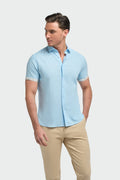 Men’s linen short sleeve shirt slim fit resort style