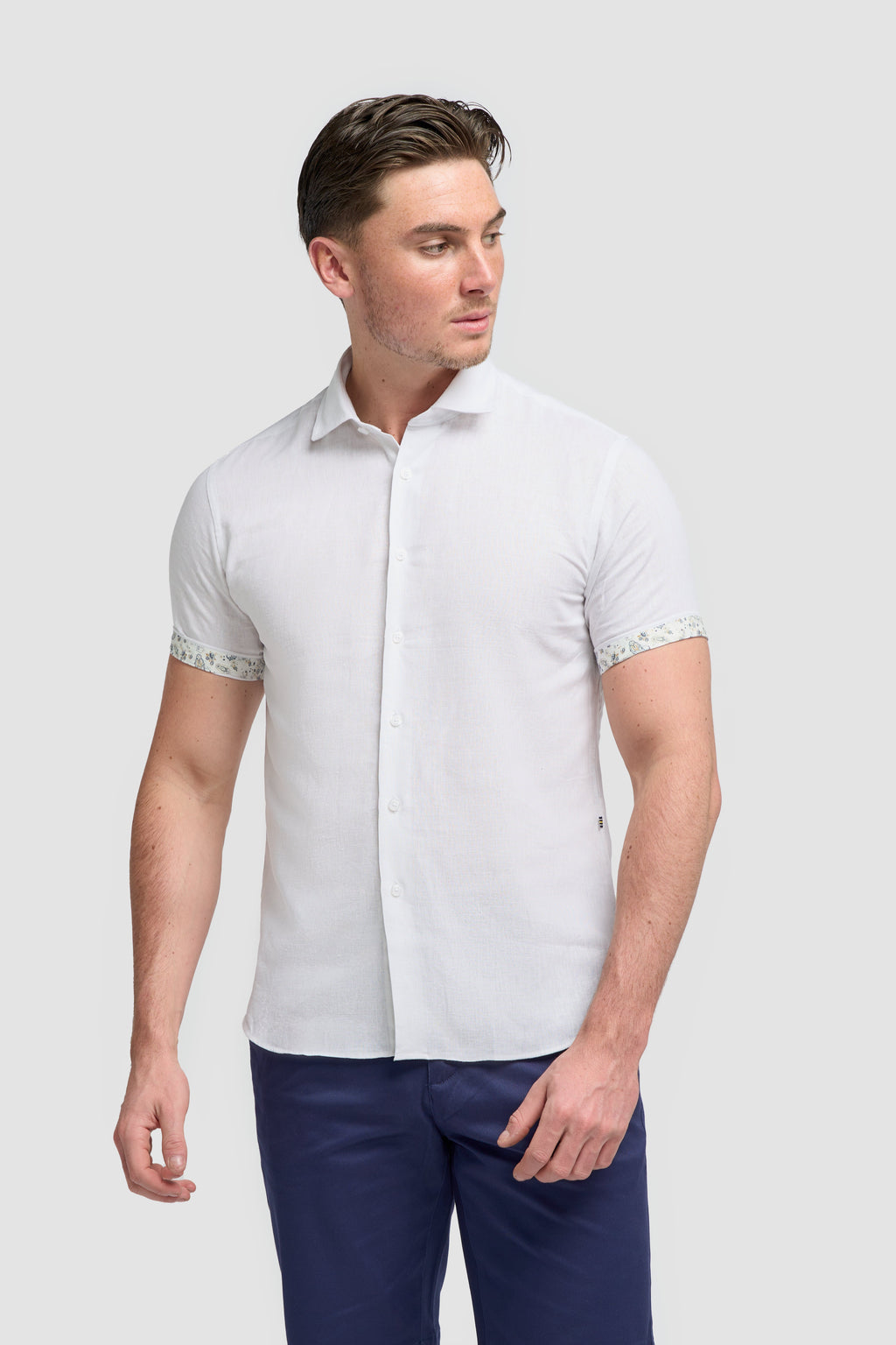 Men’s linen short sleeve shirt slim fit casual