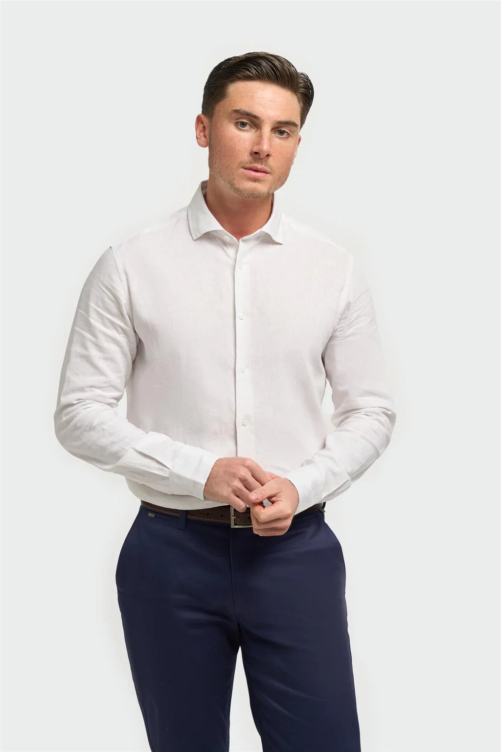 Men’s linen shirt slim fit classic collar lightweight